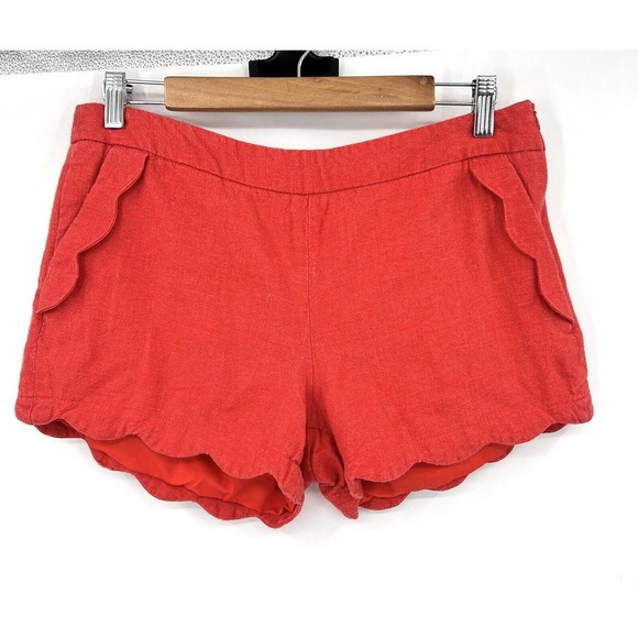 Cynthia Rowley Pants - CYNTHIA ROWLEY Womens Shorts Scalloped Hem Size 8 Pockets Linen Blend Side Zip